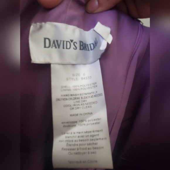David's Bridal Bridesmaid One Shoulder Lavender Dress - Picture 6 of 6